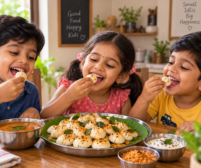 Mini idlis served in sambar, made from Goodli batter